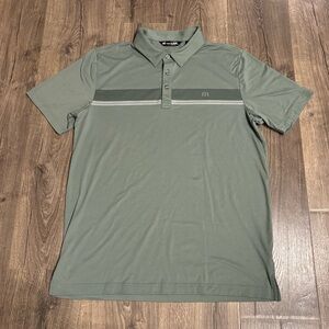 Travis Mathew Glenview Stripe Golf Polo Sage Green Men’s size Large